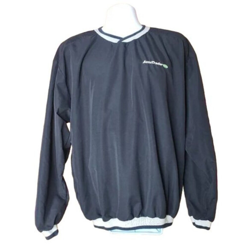 Auto Trader Mens Size Large Black Pullover Windbreaker Jacket Shirt By LEE